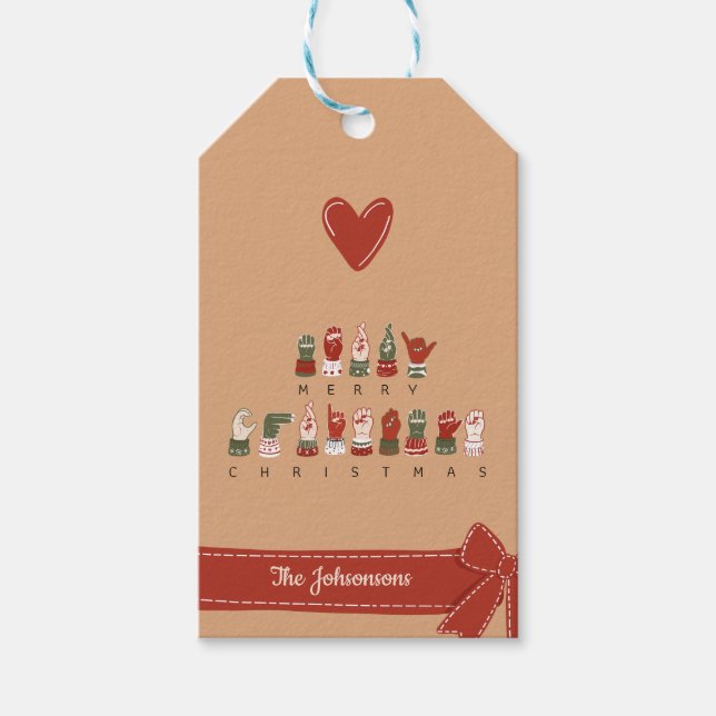 Anpassad Mysig ASL God Jul Presentetikett (Framsidan)