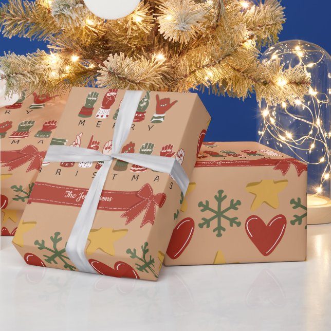 Anpassad Mysig ASL God Jul Presentpapper (Helgdagar)