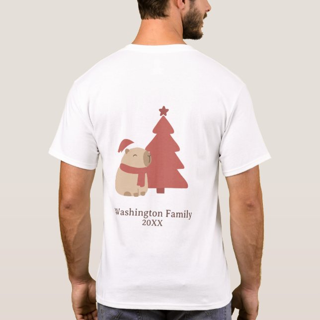Anpassad Mysig Capybara Jul T Shirt (Baksida)