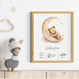 Anpassad Nalle för vattenfärg, vattenfärg Poster