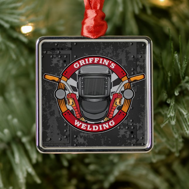 Anpassad NAME Welder Metall Fabricator Welder Shop Julgransprydnad Metall (Träd)
