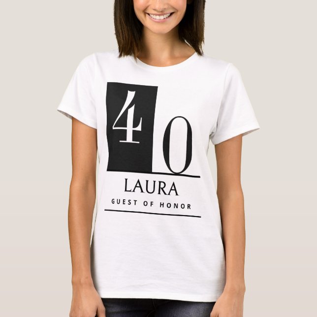 Anpassad Namn & Ålder Tröja, Svart Vit Födelsedag T Shirt (Framsida)