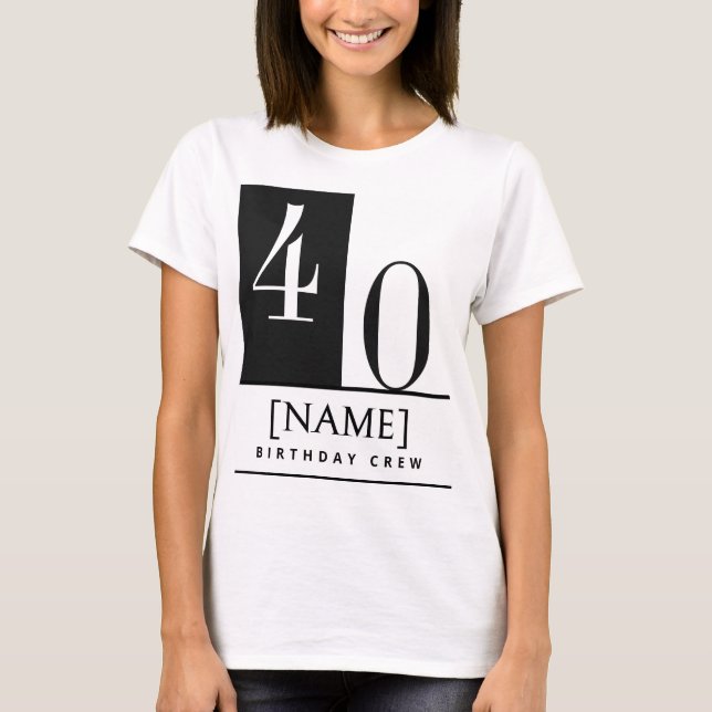 Anpassad Namn & Ålder Tröja, Svart Vit Födelsedags T Shirt (Framsida)