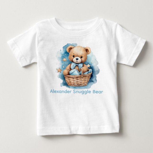 Anpassad Namn Blå Teddygosse Baby Tröja (Framsida)