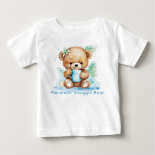 Anpassad Namn Blå Teddygosse Baby Tröja