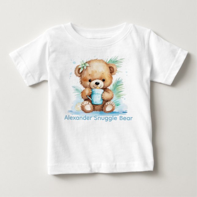 Anpassad Namn Blå Teddygosse Baby Tröja (Framsida)
