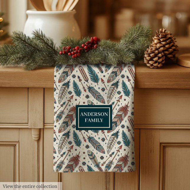 Anpassad Namn Boho Handduk Pastell Native Köksupps Kökshandduk (Custom Name Boho Towel Pastel Native Kitchen Set)