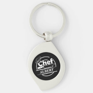 Anpassad Namn Chef Black Swirl Silverfärgad Nyckelring