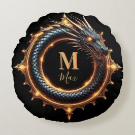 🐉 Anpassad Namn Drakfantasi Symbol För Spelare 🔥 Rund Kudde