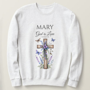 Anpassad Namn Faith T-Shirt – Gud är Kärlek Skrift Lång Ärmad Tröja