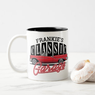 Anpassad NAMN Falsk Neon 1950-tal Klassisk Bilgara Två-Tonad Mugg