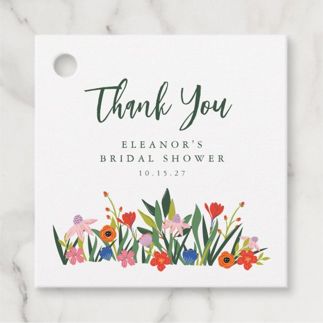 Anpassad Namn Färgrik Trädgård Blommig Bröllopsfes Gåvor Etiketter (Framsida)