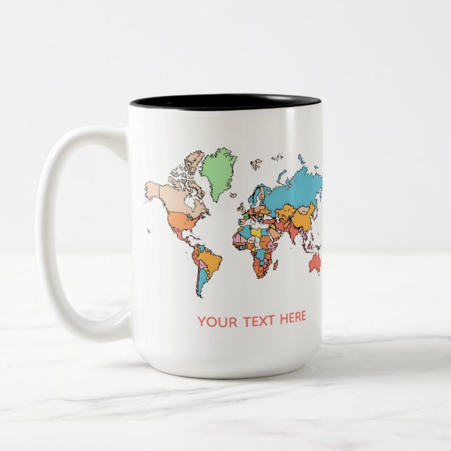 Anpassad Namn Färgrik Världskarta Resa Kaffe Mugg (Vänster)