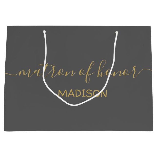 Anpassad namn för Matron of Honor, Girly Gold Scri (Framsidan)