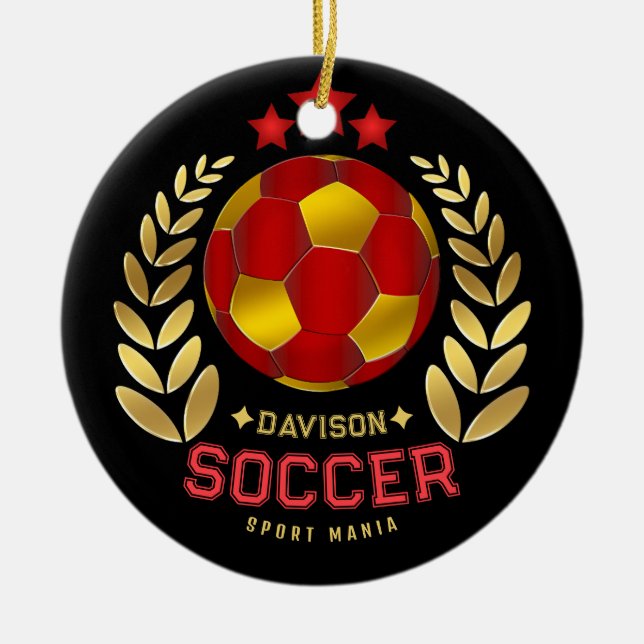 Anpassad Namn Fotboll Logo Julgransprydnad Keramik (Framsidan)