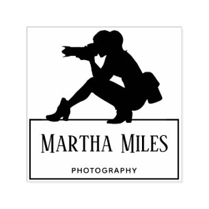 Anpassad Namn Fotografi Kvinna Fotograf Logotyp Självfärgande Stämpel