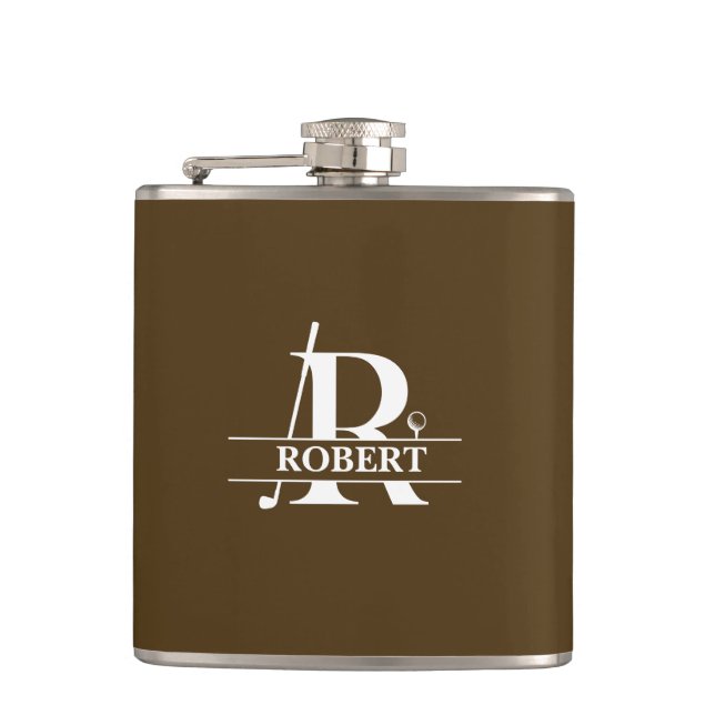 Anpassad namn Golf Bokstav Vinyl Omslagen Flask Fickplunta (Framsidan)