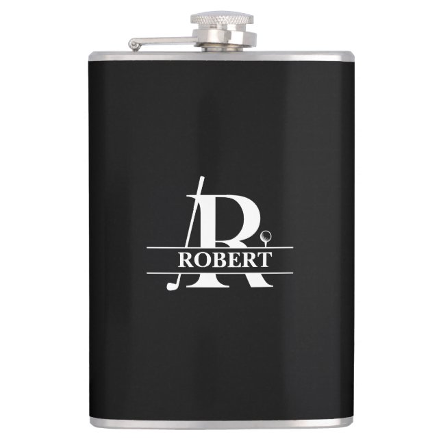 Anpassad namn Golf Bokstav Vinyl Omslagen Flask Fickplunta (Framsidan)