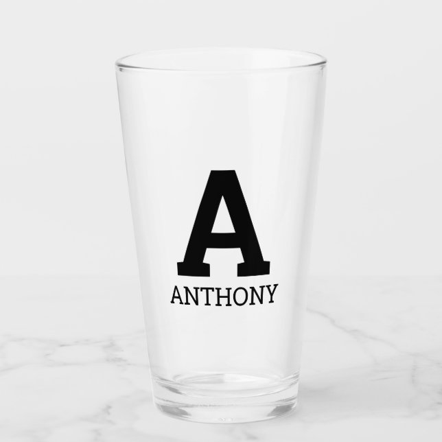 Anpassad namn initial monogram bokstav tumbler gla glaskopp (Framsida)