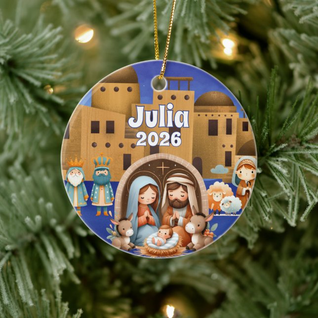 Anpassad Namn Julkrubba Ornament (Träd)