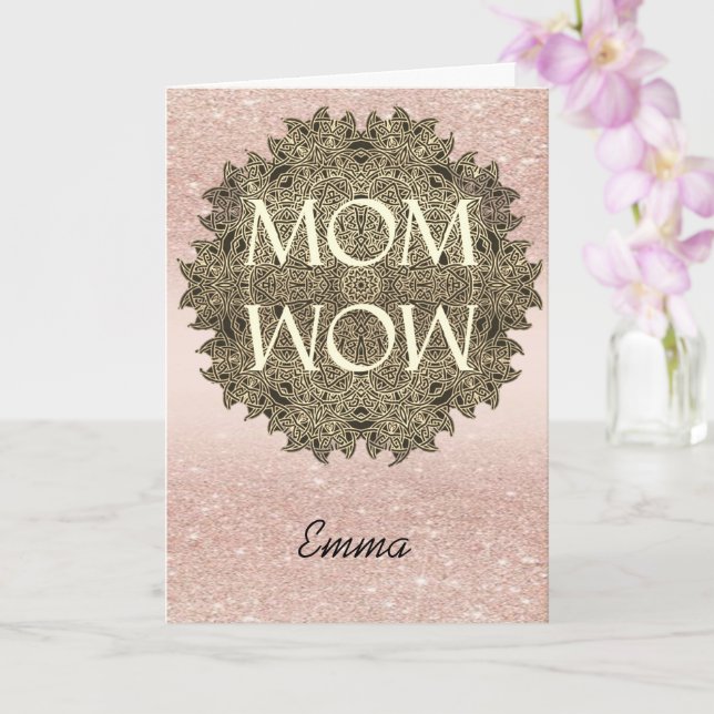 Anpassad Namn MAMMA-WOW Mandala Aesthetic Hälsning Kort (Orkide)