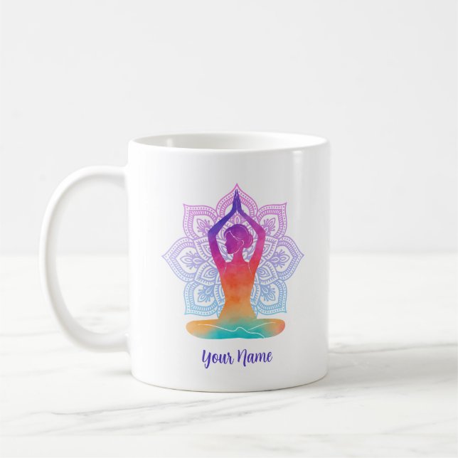 Anpassad Namn Mandala Yoga Kaffemugge Kaffemugg (Vänster)