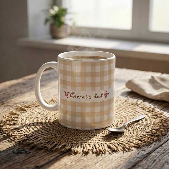 Anpassad namn med sött gingham-mönster kopp för pa (Skapare uppladdad)