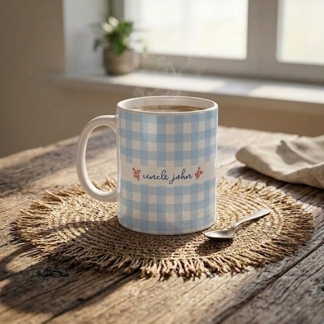 Anpassad namn med sött gingham-mönster mugg för pa (Skapare uppladdad)