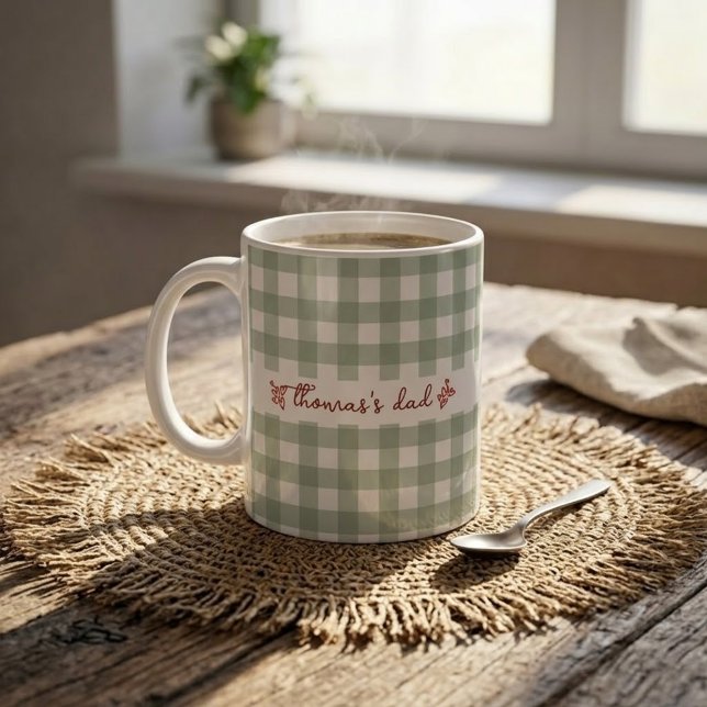 Anpassad namn med sött gingham-mönster mugg till p (Skapare uppladdad)