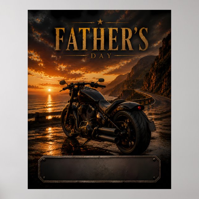 Anpassad Namn Motorcykel Fars Dag Solnedgång Poste Poster (Framsidan)