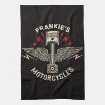 Anpassad NAMN Motorcykel Kolvvingar Biker Garage