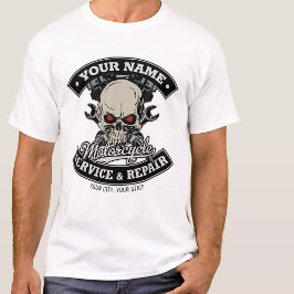 Anpassad NAMN Motorcykelmekaniker Skalle Motorcyke T Shirt