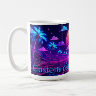 Anpassad Namn Neon Synthwave Morgonkaffekopp Prese Kaffemugg