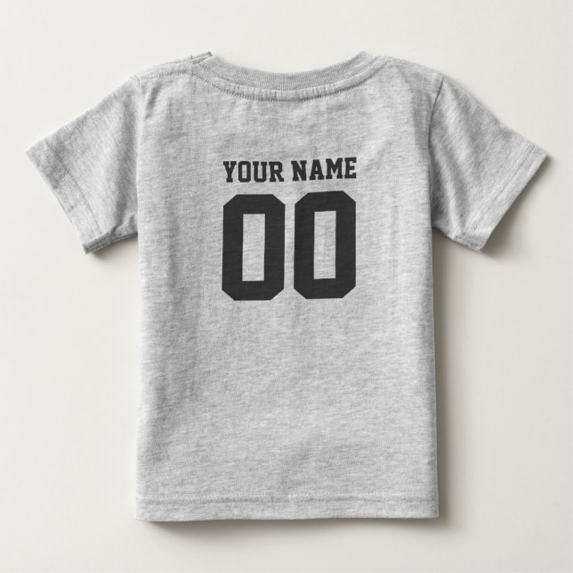 Anpassad Namn Nummer Baby Fotbollströja Onesie T-shirt (Baksida)