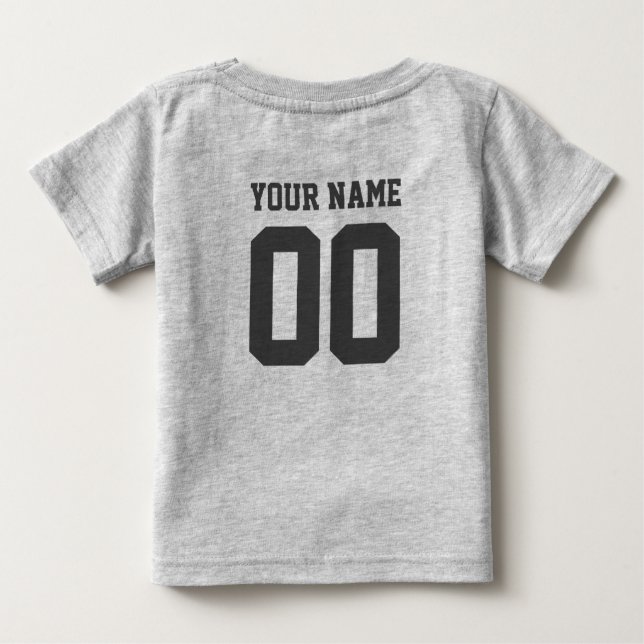 Anpassad Namn Nummer Baby Fotbollströja Onesie Tee (Baksida)