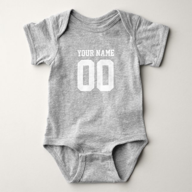 Anpassad Namn Nummer Baby Fotbollströja Onesie Tee Shirt (Framsida)
