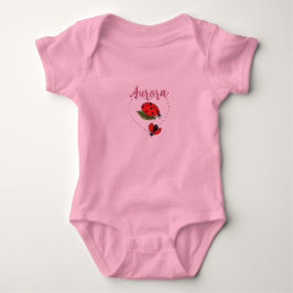 Anpassad Namn Nyckelpiga Rosa Babystrampes T Shirt