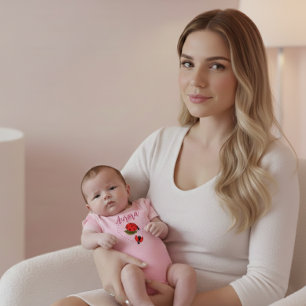 Anpassad Namn Nyckelpiga Rosa Babystrampes T Shirt