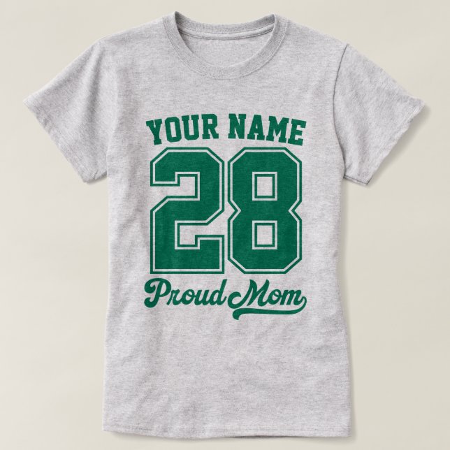 Anpassad Namn och Nummer Tröja, Stolt Mamma T Shirt (Design framsida)