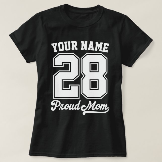 Anpassad Namn och Nummer Tröja, Stolt Mamma T Shirt (Design framsida)