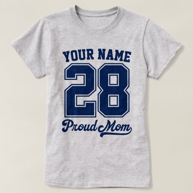 Anpassad Namn och Nummer Tröja, Stolt Mamma T Shirt (Design framsida)