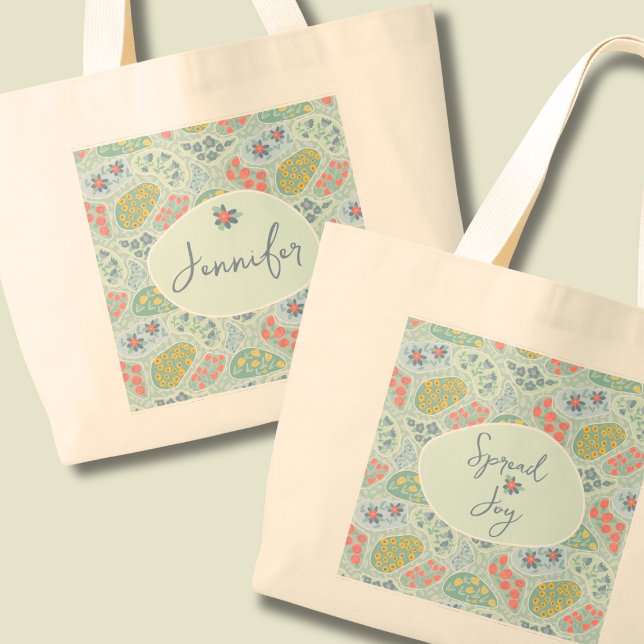 Anpassad namn Paisley-handväskor | Sprid glädje De Jumbo Tygkasse (Personalized Paisley Tote Bag with Name | Spread Joy Message | Custom Gift)