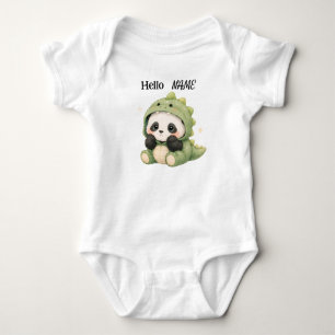 Anpassad Namn Panda Dinosaur Kostym Baby Ensits T Shirt