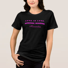 Anpassad Namn Pride Månad Svart T-Shirt - Neon Ros