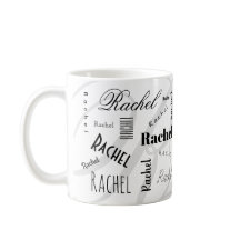 Anpassad Namn Rachel Svart Vit Kaffemugg