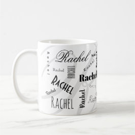 Anpassad Namn Rachel Svart Vit Kaffemugg