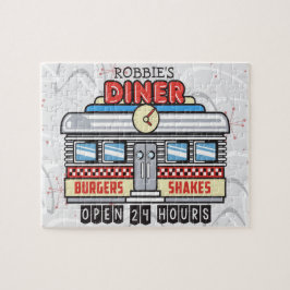 Anpassad NAMN Retro 50-tals Diner Skylt Fifties At Pussel