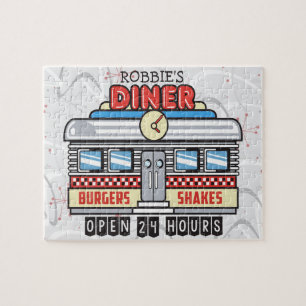 Anpassad NAMN Retro 50-tals Diner Skylt Fifties At Pussel