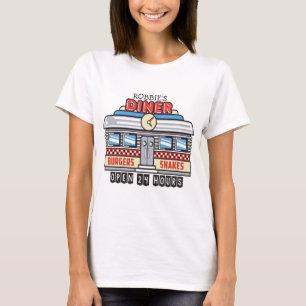 Anpassad NAMN Retro 50-tals Diner Skylt Fifties At T Shirt