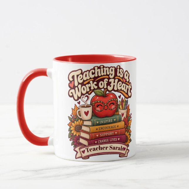 Anpassad Namn Retro Läraruppskattning Kaffe Mugg (Vänster)